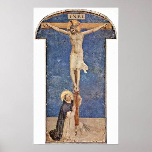 Fra Angelico - St. Dominic am Kreuz Christi Poster (Vorne)