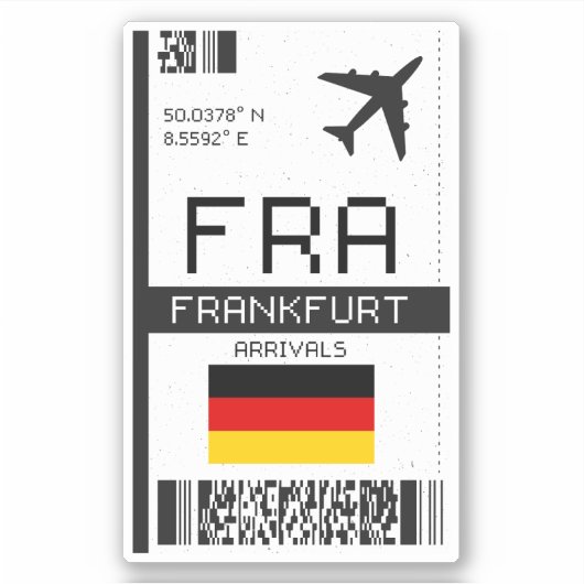 FRA Frankfurt Boarding Pass - Deutschland Reisen Aufkleber (Vorderseite)