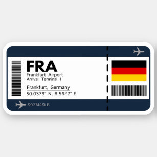 FRA Frankfurt-Boarding-Pass - Deutschland-Ticket Aufkleber