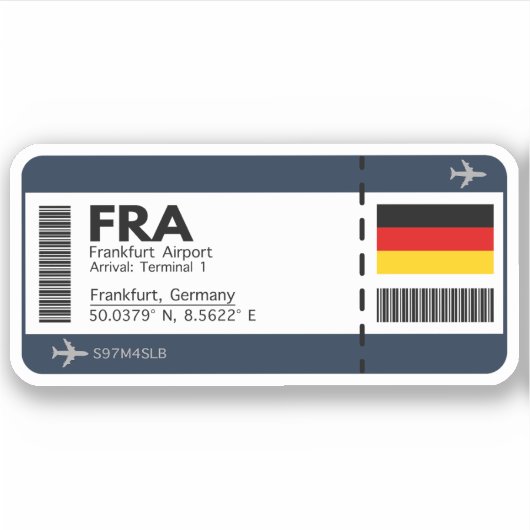 FRA Frankfurt-Boarding-Pass - Deutschland-Ticket Aufkleber (Vorderseite)