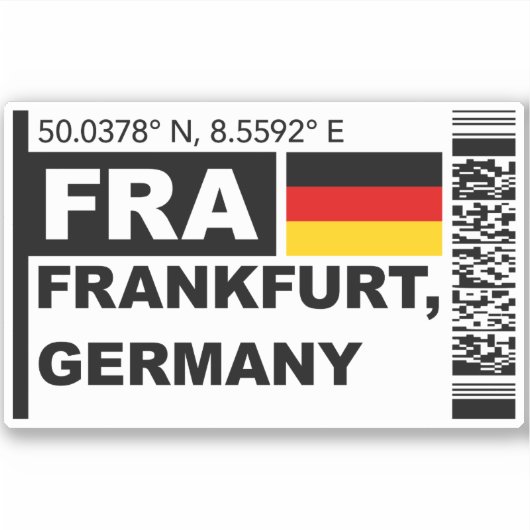 FRA Frankfurt Boarding Pass - Germany Travel Aufkleber (Vorderseite)