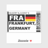 FRA Frankfurt Boarding Pass - Germany Travel Aufkleber (Blatt)