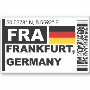 FRA Frankfurt Bordkarte - Deutschland Reise Aufkleber