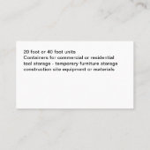 Frachtcontainer-Speicherkarten Visitenkarte (Rückseite)