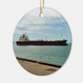 Frachterschiffssegeln auf Meer Keramikornament (Links)