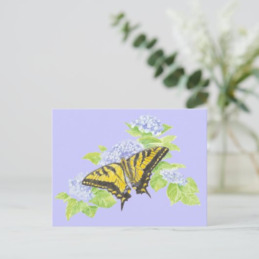 Frack Butterfly auf der Blume Hydrangea Postkarte (Stehend Vorderseite)