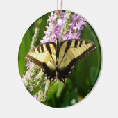 Frack Butterfly auf Lila Wildblumen Keramik Ornament (Links)