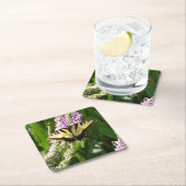 Frack Butterfly auf Lila Wildblumen Rechteckiger Pappuntersetzer (Vor Ort)