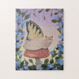 Frack Butterfly Fairy Cat auf Mushroom Puzzle