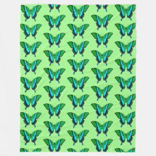 Frack Butterfly in Grün, Türkis und Schwarz Fleecedecke