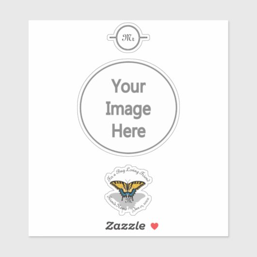 Frack Butterfly Monogramm Aufkleber (Blatt)