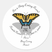 Frack Butterfly Monogramm Runder Aufkleber (Vorderseite)