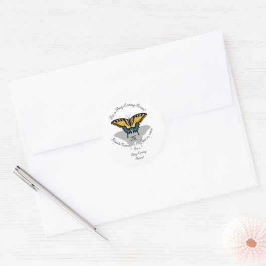 Frack Butterfly Monogramm Runder Aufkleber (Umschlag)