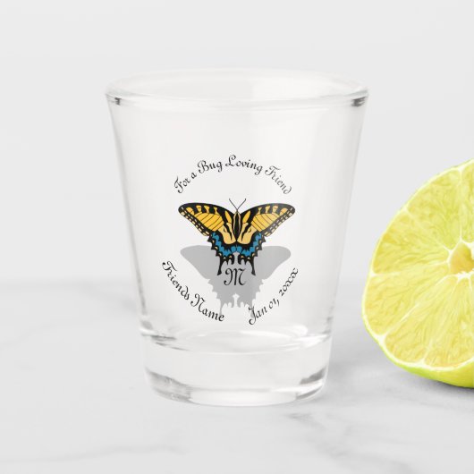 Frack Butterfly Monogramm Schnapsglas (Vorderseite)