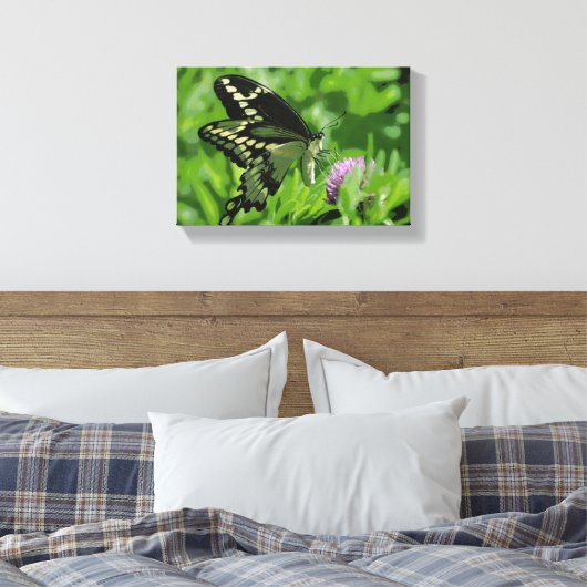 Frack Butterfly Stretched Canvas Print Leinwanddruck (Insitu (Schlafzimmer))