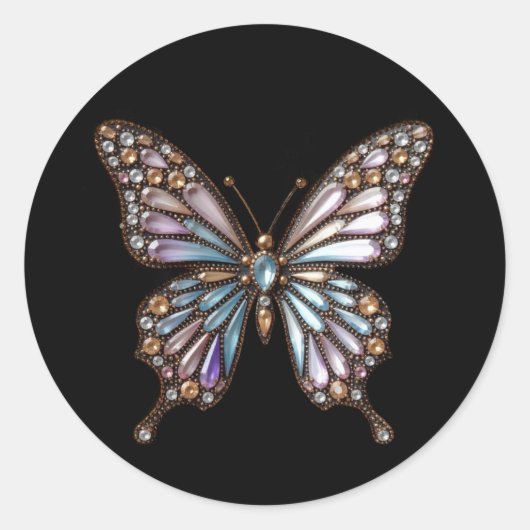Frack Jeweled Kristall Butterfly Runder Aufkleber (Vorderseite)