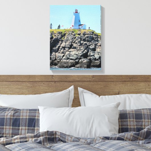 Frack Lighthouse Grand Manan Wrapped Canvas Leinwanddruck (Insitu (Schlafzimmer))