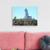 Frack Lighthouse Grand Manan Wrapped Canvas Leinwanddruck (Insitu (Wohnzimmer))