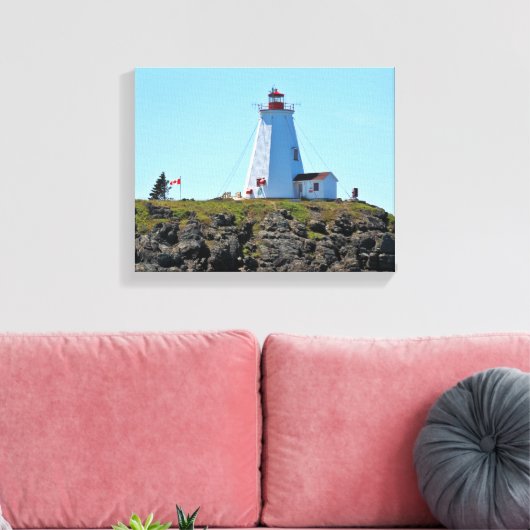 Frack Lighthouse Grand Manan Wrapped Canvas Leinwanddruck (Insitu (Wohnzimmer))