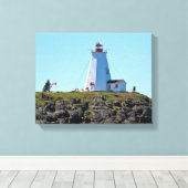 Frack Lighthouse Grand Manan Wrapped Canvas Leinwanddruck (Insitu (Holzboden))