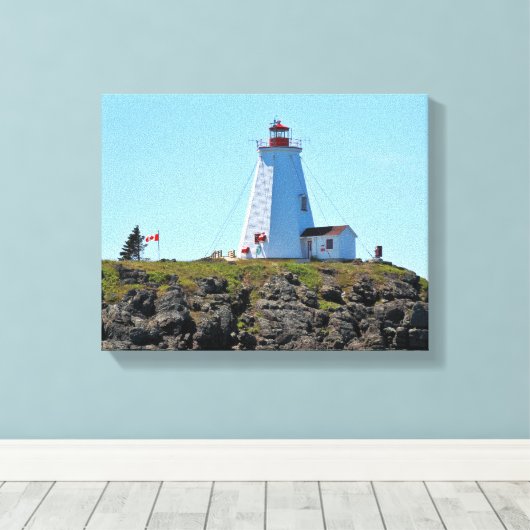 Frack Lighthouse Grand Manan Wrapped Canvas Leinwanddruck (Insitu (Holzboden))
