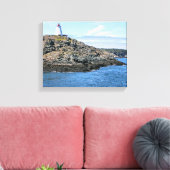 Frack Lighthouse Grand Manan Wrapped Canvas Leinwanddruck (Insitu (Wohnzimmer))