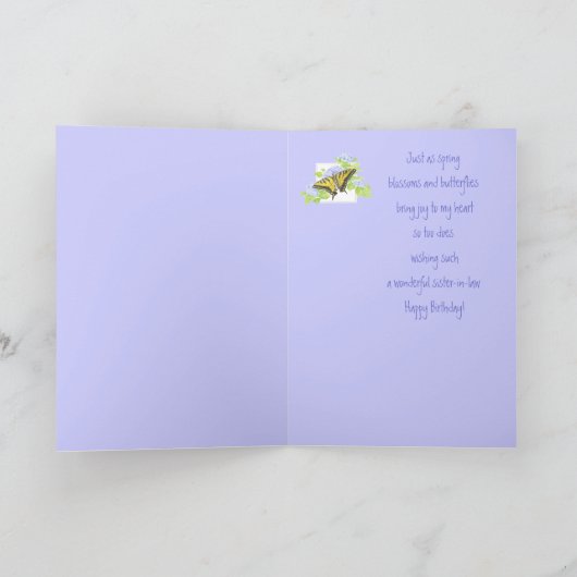 Frack-Schmetterling auf Hydrangea-Blumenkunst Karte (Innenseite)