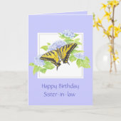 Frack-Schmetterling auf Hydrangea-Blumenkunst Karte (Gelbe Blume)