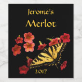 Frack Schmetterling auf Roten Blume Weinsiegel Weinetikett (Einzelnes Label)