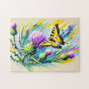 Frack Schmetterling mit der Nadel in Ölfarbe Puzzle