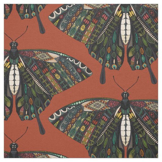 Frack-Schmetterling Terracotta Stoff (Muster)