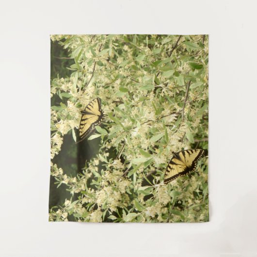 Frack-Schmetterlinge auf dem blühenden Strauß Wandteppich (Vorderseite)