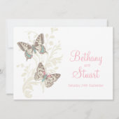 Frack und gemalte Dame Rosa Kunsthochzeit Einladung (Vorderseite)