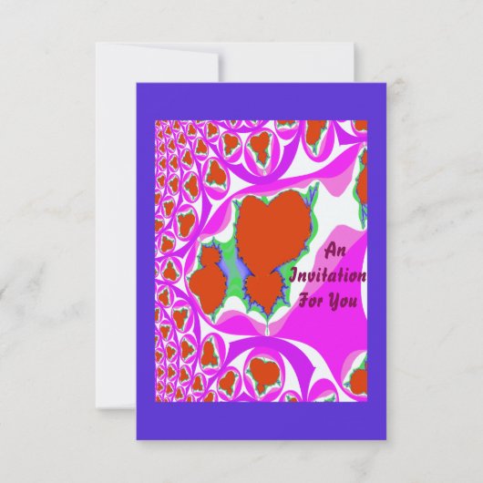 Fractal Bleeding Heart Invitations Einladung (Vorderseite)