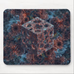 Fractal Cube With Mandelbrot Cutout  Mousepad<br><div class="desc">Fractal Cube With Mandelbrot Cutout - Mouse Pad 
Includes A Chaotic Fractal Background Mandelbulber Style</div>