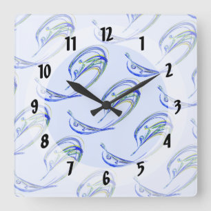 Fractal - Dolphin Quadratische Wanduhr