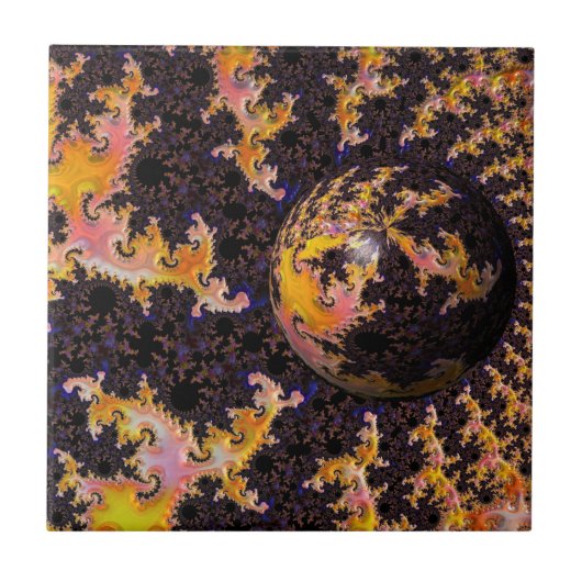 Fractal Firestorm Sphere Fliese (Vorderseite)