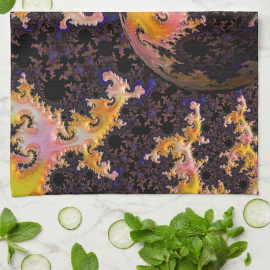 Fractal Firestorm Sphere Geschirrtuch (Gefaltet)