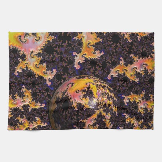 Fractal Firestorm Sphere Geschirrtuch (Horizontal)