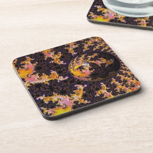 Fractal Firestorm Sphere Getränkeuntersetzer (Linke Seite)