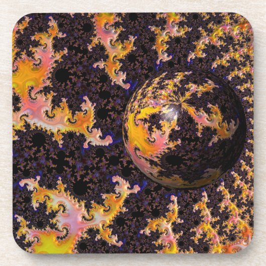 Fractal Firestorm Sphere Getränkeuntersetzer (Vorderseite)