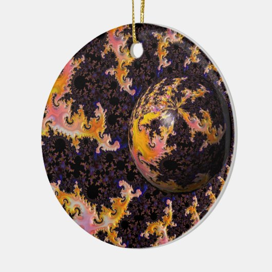 Fractal Firestorm Sphere Keramik Ornament (Links)