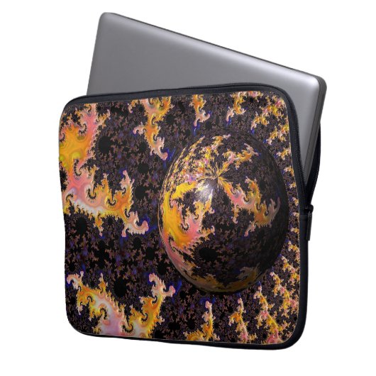 Fractal Firestorm Sphere Laptopschutzhülle (Vorderseite Links)