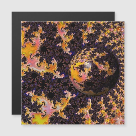 Fractal Firestorm Sphere Magnetic Card Magnetkarte (Vorne/Hinten)