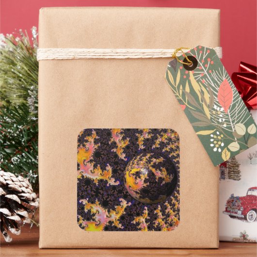 Fractal Firestorm Sphere Quadratischer Aufkleber (Feiertag)