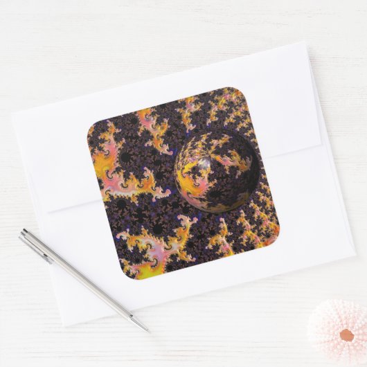 Fractal Firestorm Sphere Quadratischer Aufkleber (Umschlag)