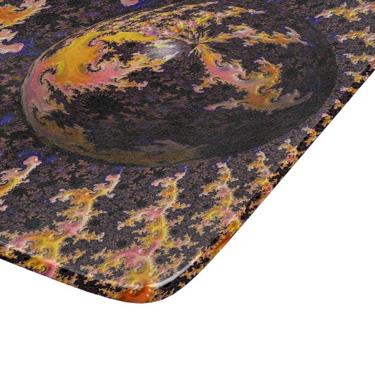 Fractal Firestorm Sphere Schneidebrett (Ecke)