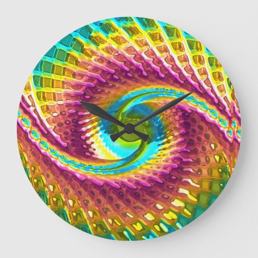 Fractal Glass 7 Numeral Options Wall Clocks Große Wanduhr (Vorderseite)
