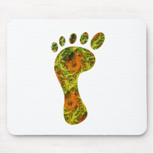 Fractal Green Palm Leaf Bare Footprint Mousepad