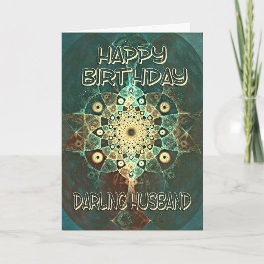 Fractal grunge birthday card for a darling husband karte (Vorderseite)